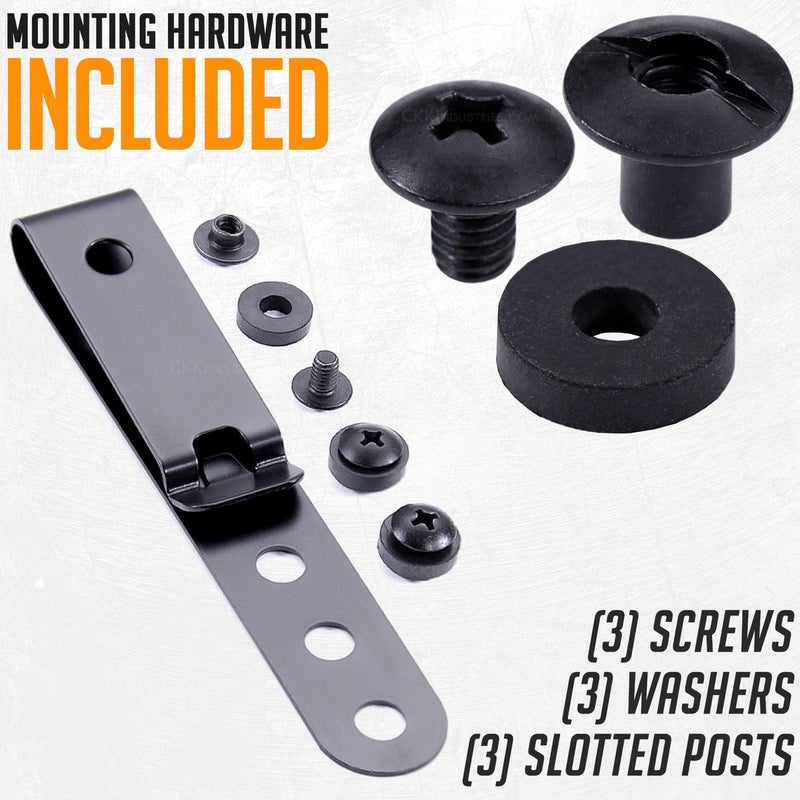 Holstex HolsterSmith Universal Metal Belt Clip for Holster Making - (Model 5) - (3-Hole) - (Tactical Black) - (w/SPTHA Mounting Hardware) - (1 Pack) - Image 4